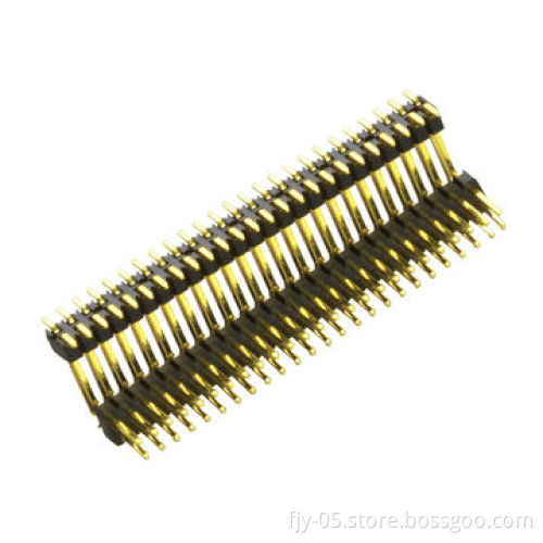 1.27*1.27mm Pin Header, Dual Row, Dual Base, SMT R/A Type, 06 to 100 Contacts